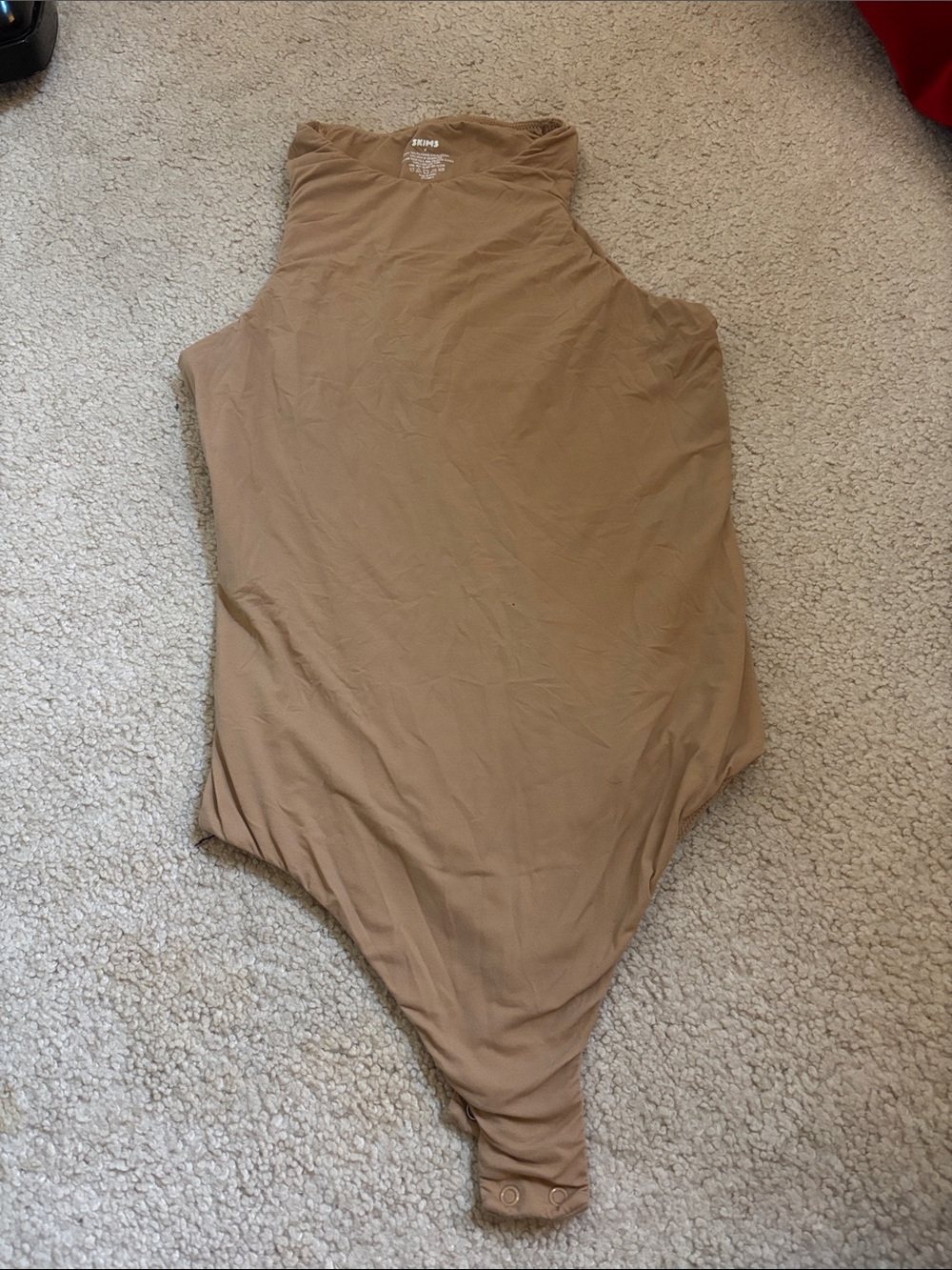 Skims medium Neutral Tan Sleeveless women’s One-Piece Bodysuit high neck